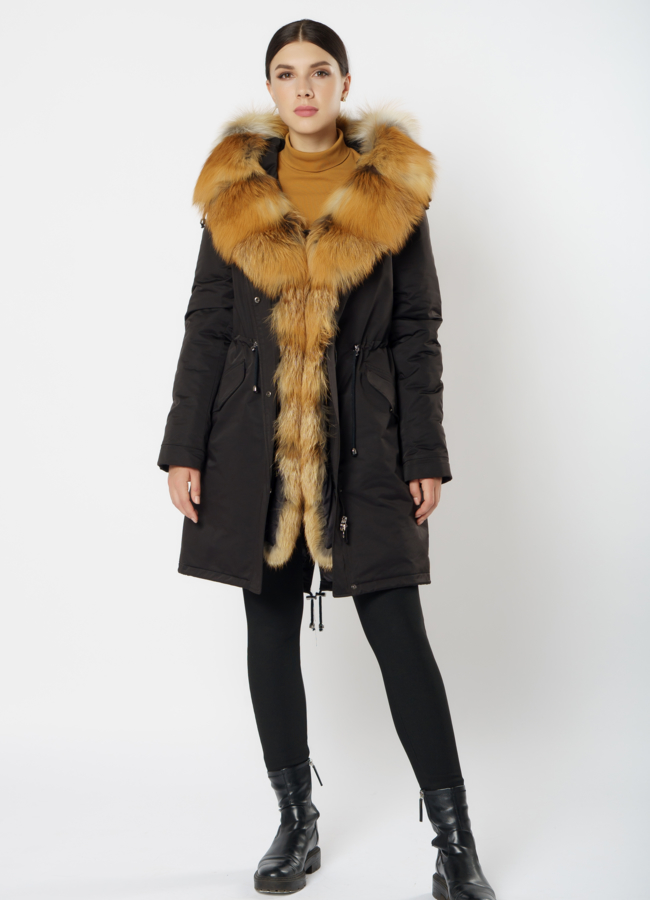 Парка с меховой отделкой из лисы модель № 21798 в кредит