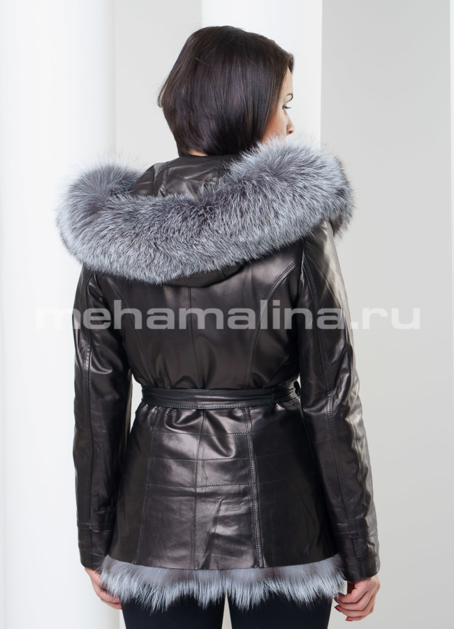 Кожаная куртка с мехом модель № K-265 в кредит