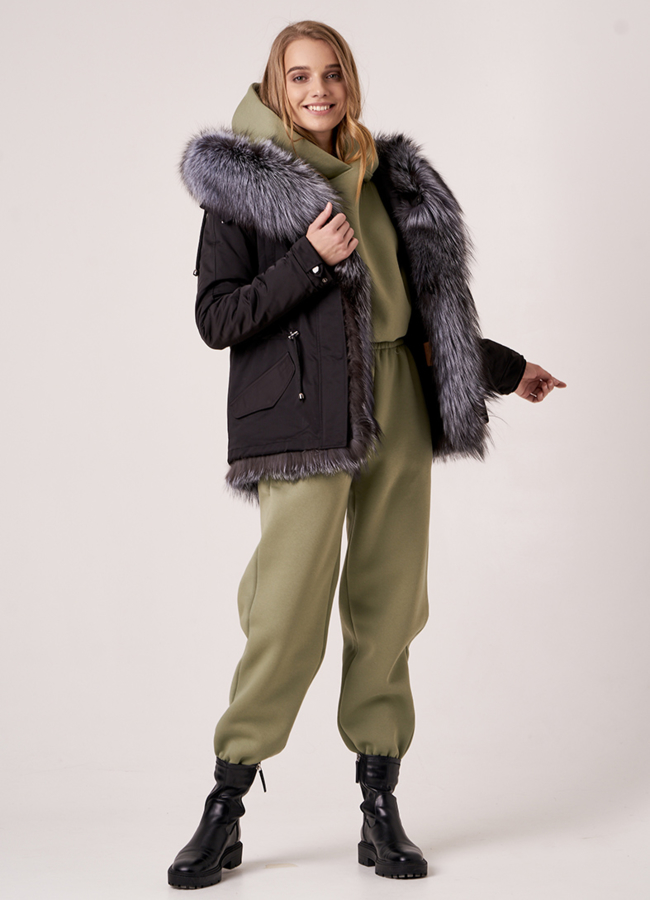 Укороченная парка с чернобуркой модель № 19096 универмаг малина