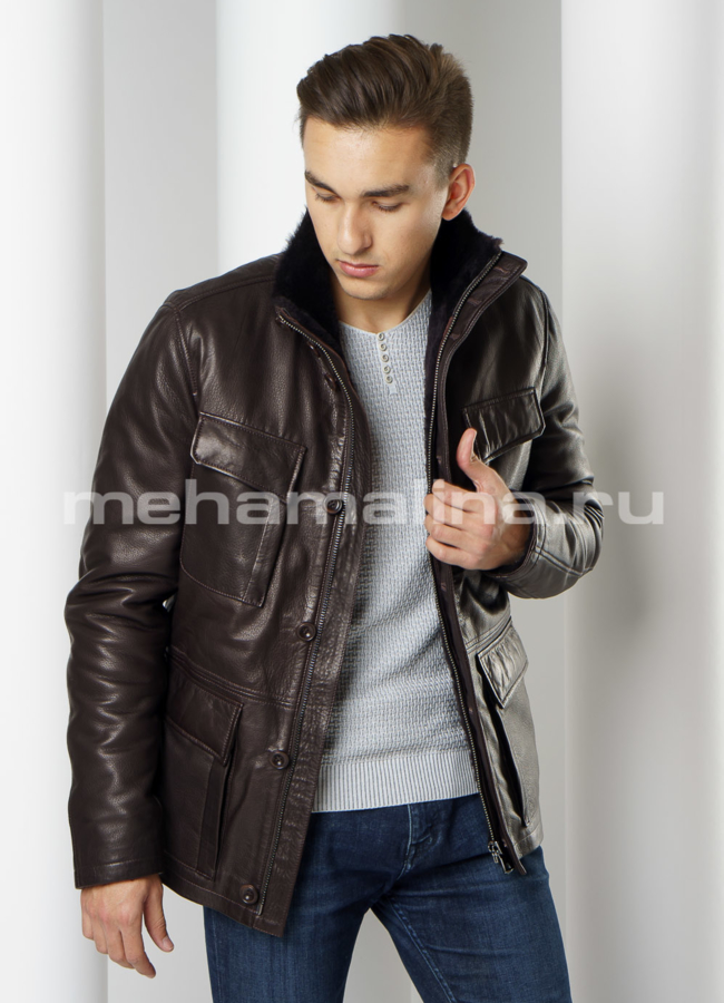 Натуральная дубленка модель № DM-118 универмаг малина