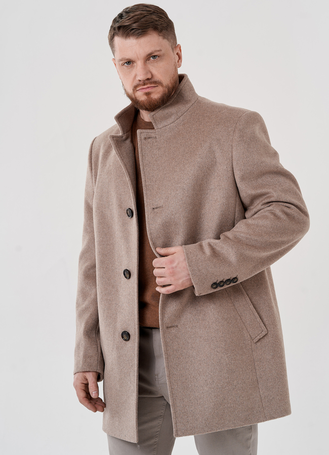 Мужское пальто  модель № 24413 меха малина