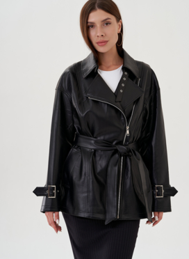 Куртка женская из эко кожи с поясом