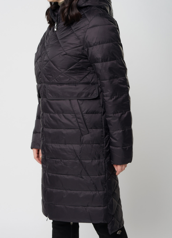 Женское демисезонное пальто черного цвета модель № 20598 универмаг малина