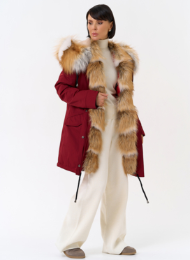 Женская парка с капюшоном из меха рыжей лисы