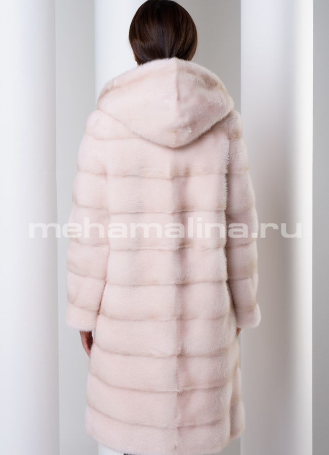 Норковая шуба с капюшоном модель № S-552 универмаг малина