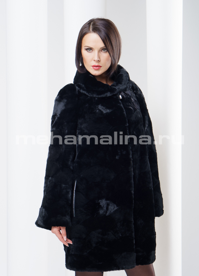 Шуба из мутона с воротником модель № S-259 в кредит