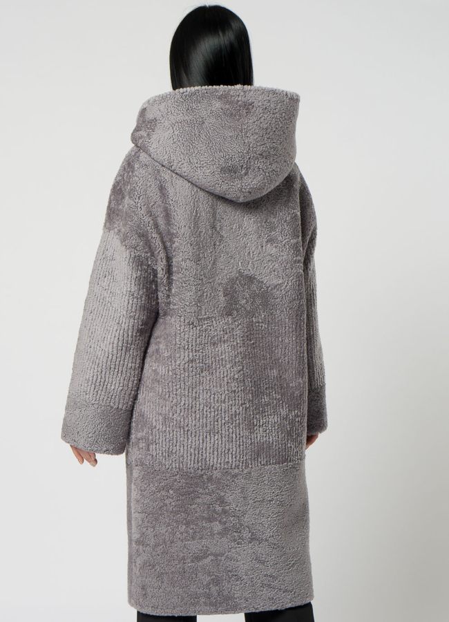 Шуба из овчины с капюшоном модель № 1506 в кредит