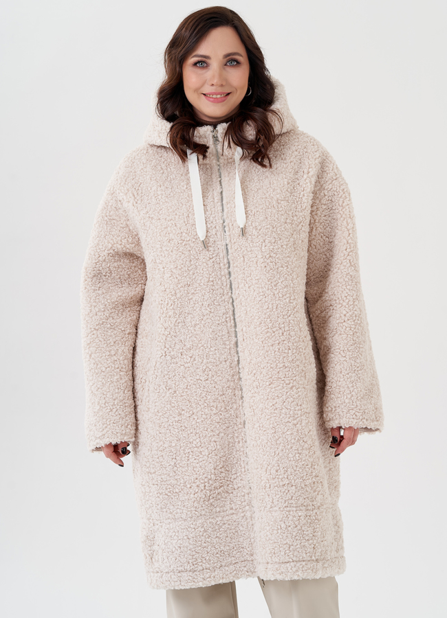 Двусторонняя женская дубленка с капюшоном модель № 23993 универмаг малина