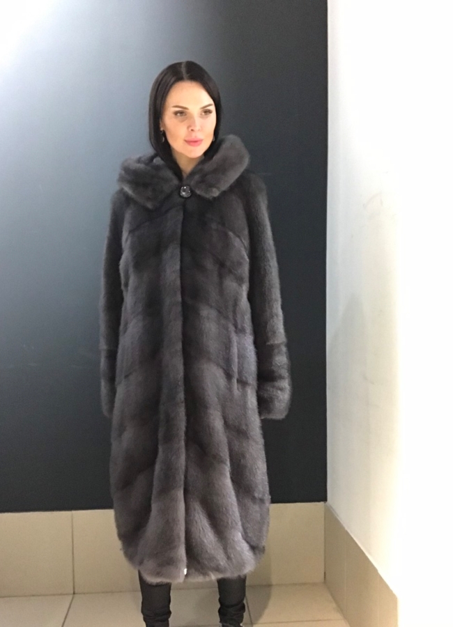 Норковая шуба в цвете графит модель № 381С в рассрочку