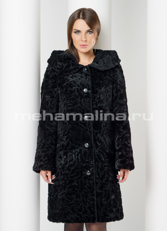 Шуба  модель № S-603 меха малина