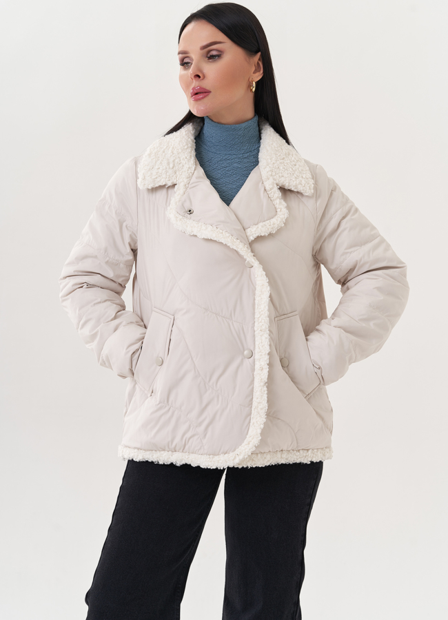 Куртка с отделкой эко мехом модель № 26870 меха малина