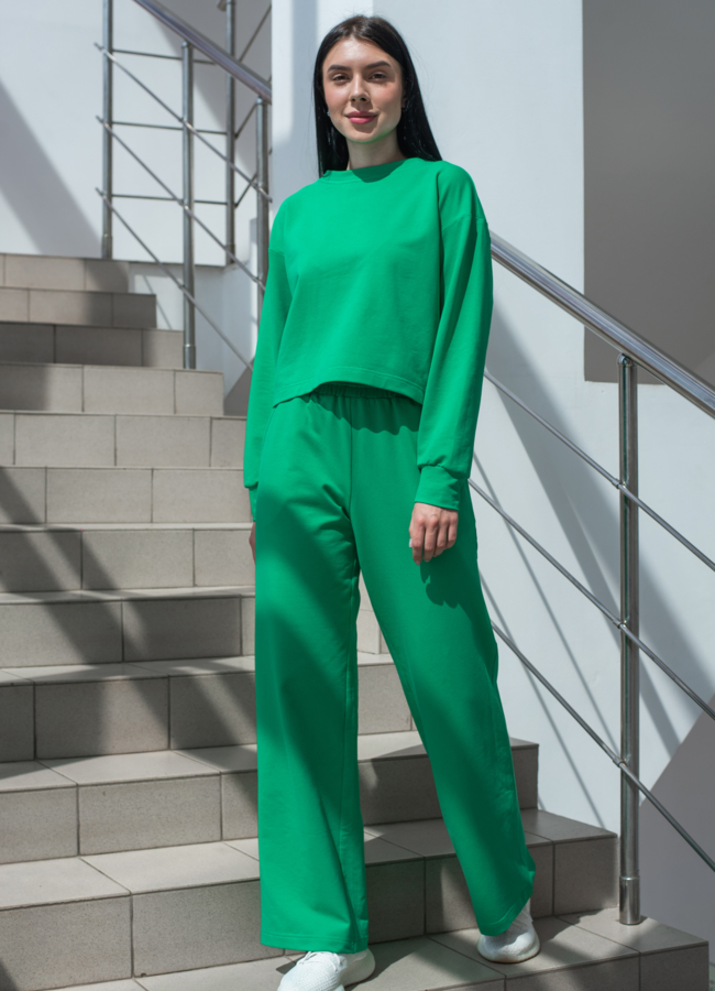 фото Джемпер женский зеленого цвета с длинным рукавом модель № 22918