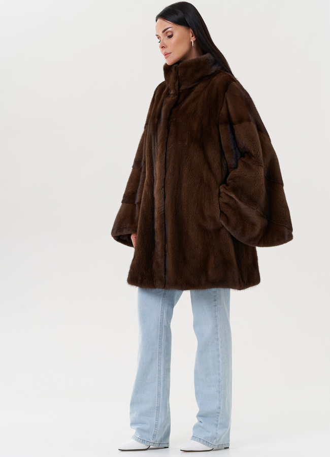 Женская шуба из скандинавской норки модель № 27601 в кредит