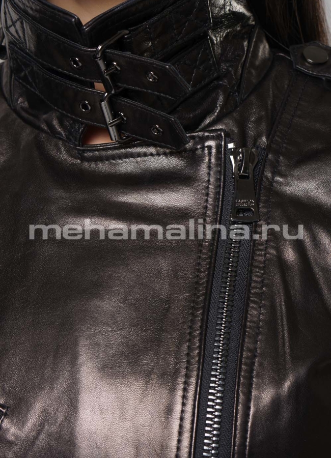 Куртка-косуха черного цвета модель № 0533 в рассрочку