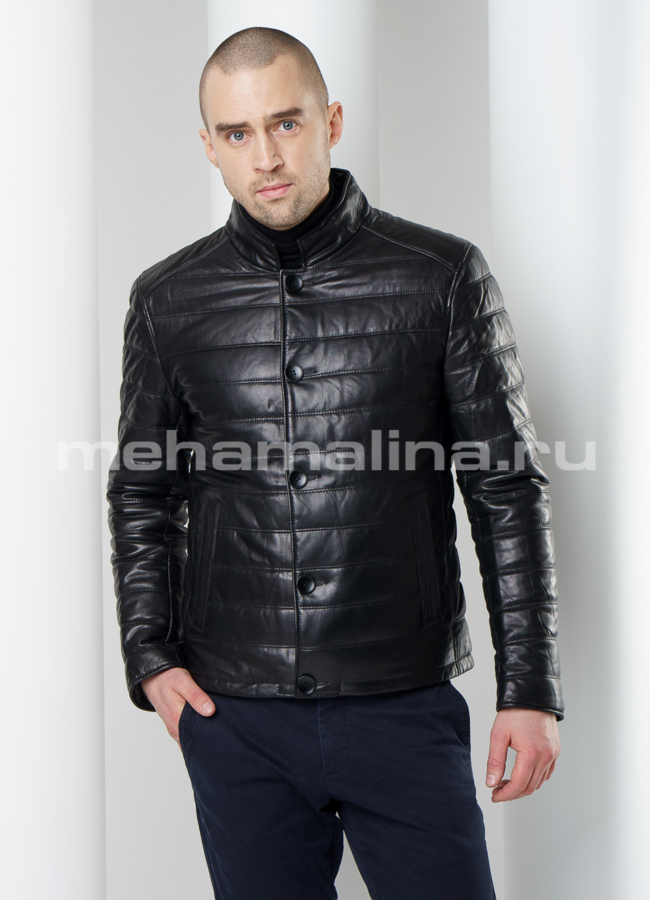 Кожаная куртка модель № KP-216 универмаг малина