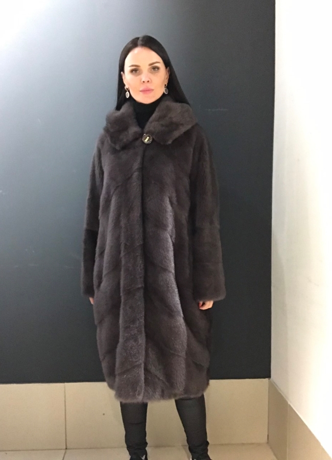 Норковая шуба в цвете капучино модель № 356-5М универмаг малина