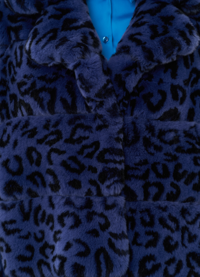 Шуба из меха кролика с леопардовым принтом модель № 25311 универмаг малина