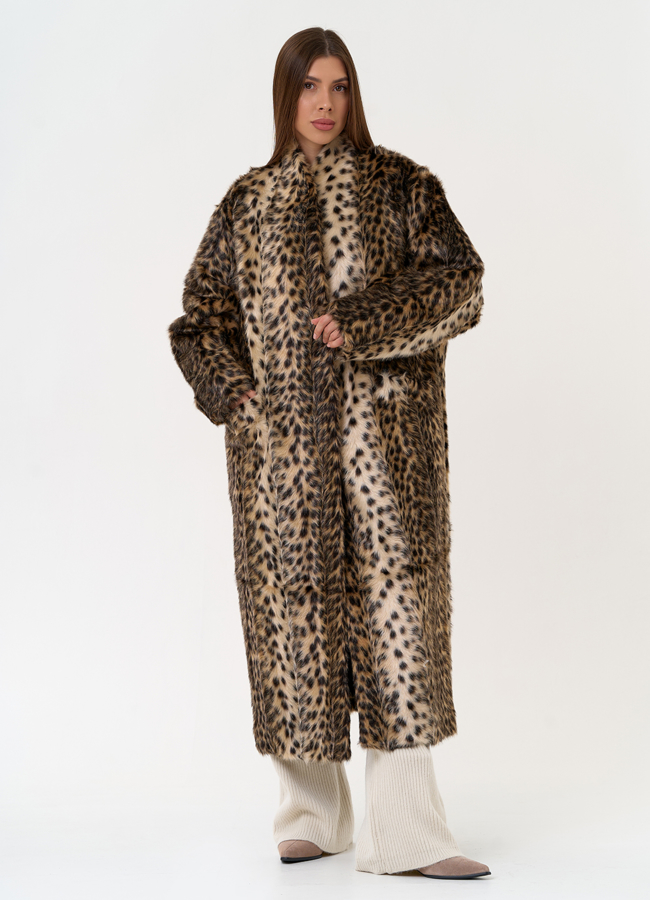 Женская шуба из эко меха с анималистическим принтом модель № 31528 в рассрочку Женская шуба из эко меха с анималистическим принтом модель № 31528 в рассрочку