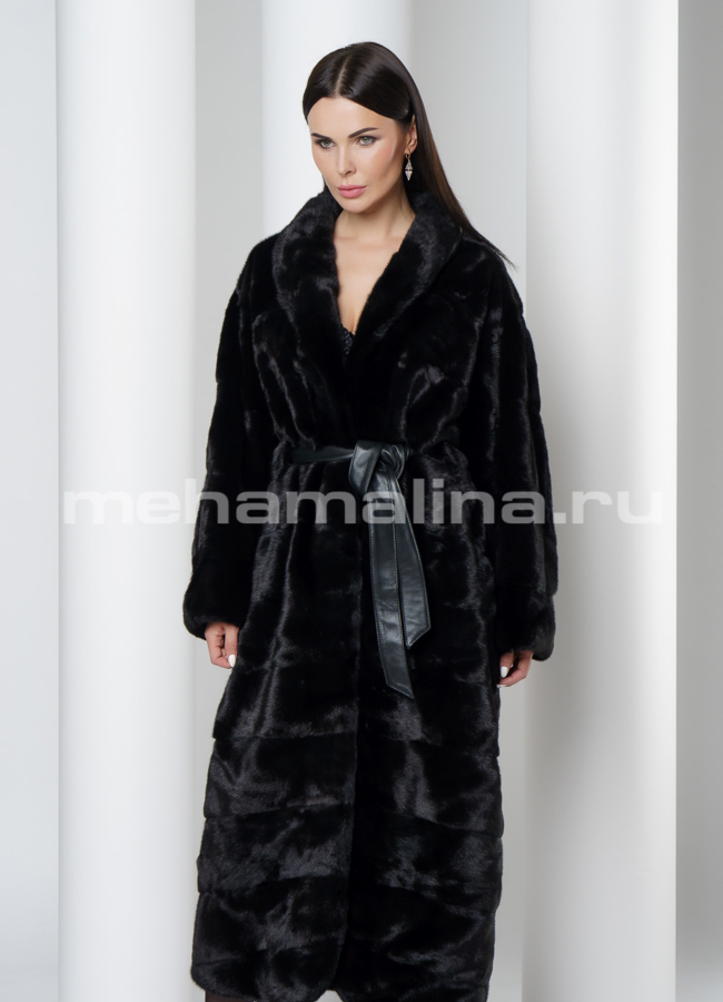 Норковая шуба модель № S-705 меха малина