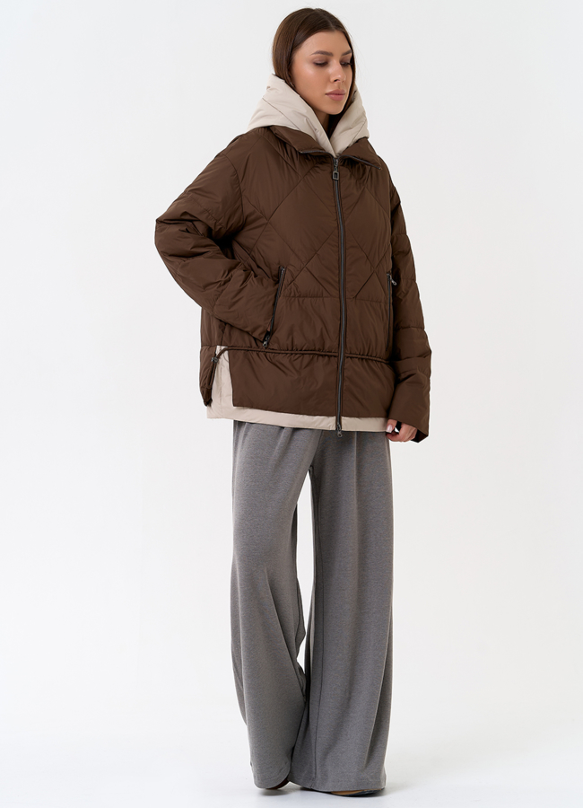 Женская куртка с контрастным капюшоном модель № 31392 универмаг малина