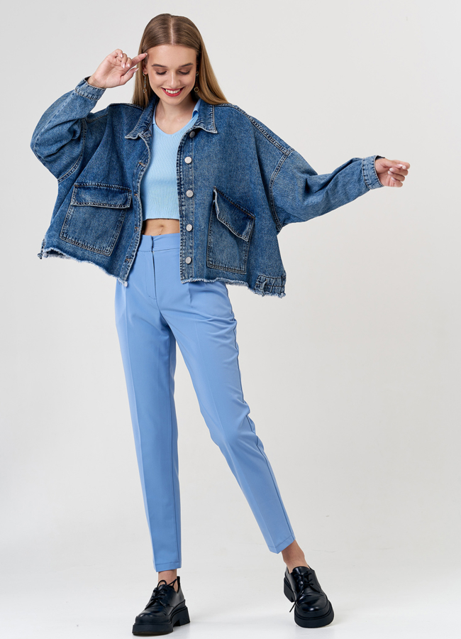 Джинсовая куртка синего цвета модель № 21245 универмаг малина