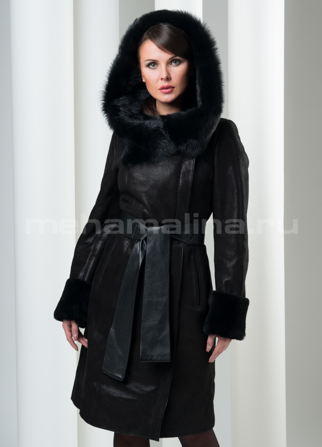 фото Дубленка черная с тосканой модель № D-78 фото Дубленка черная с тосканой модель № D-78