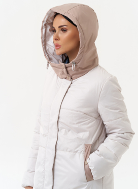 Женское утепленное полупальто с капюшоном