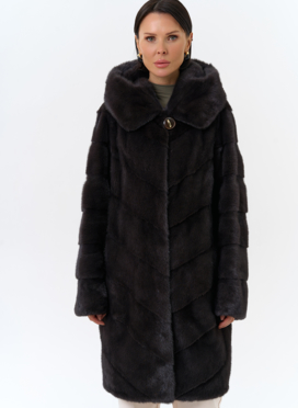 Норковая шуба с капюшоном