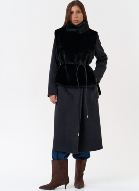 Женская манишка из эко меха в черном цвете