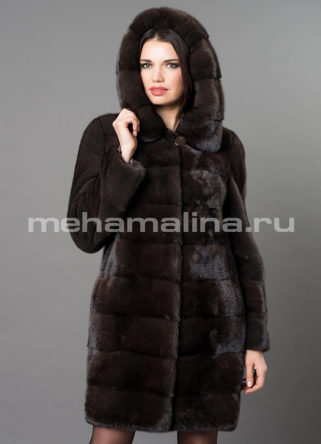 Норковая шуба модель № S-667 меха малина