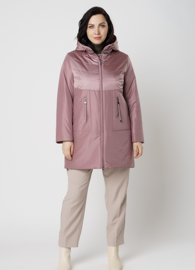 фото Полупальто женское розового цвета модель № 2001