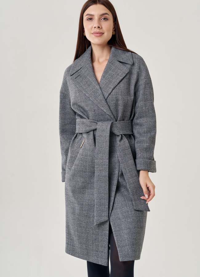 Пальто женское оверсайз с английским воротником модель № 22954 меха малина