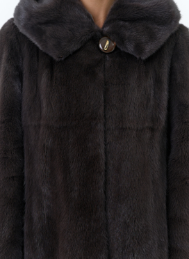 Женская шуба из меха норки  капюшоном