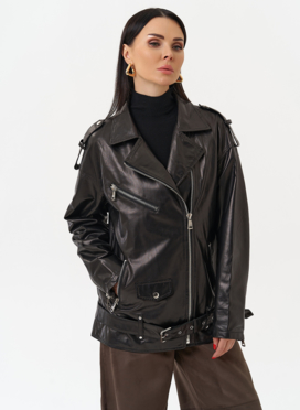 Удлиненная кожаная куртка-косуха Удлиненная кожаная куртка-косуха