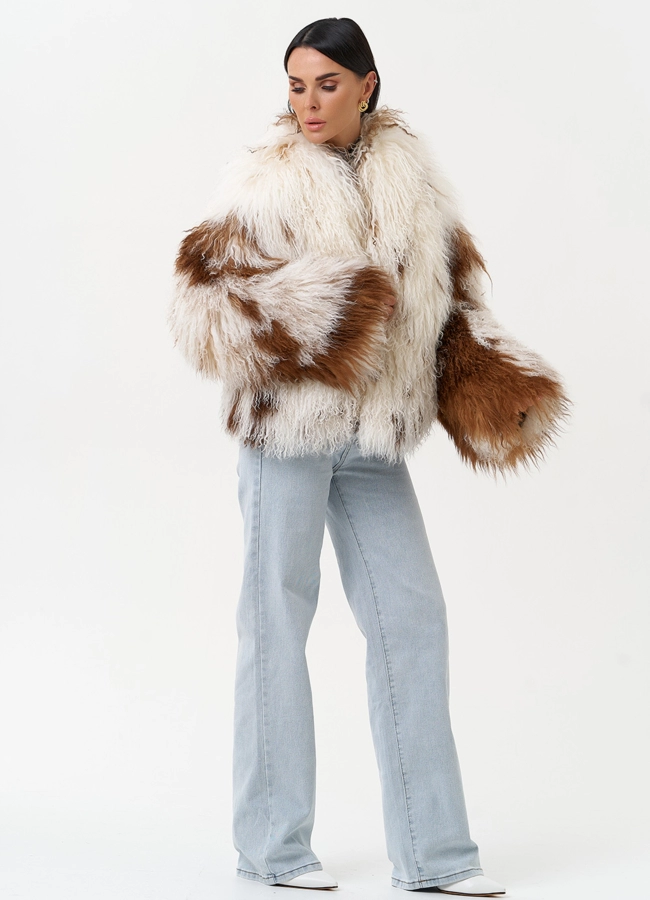 Женская шуба из меха ламы модель № 31038 универмаг малина