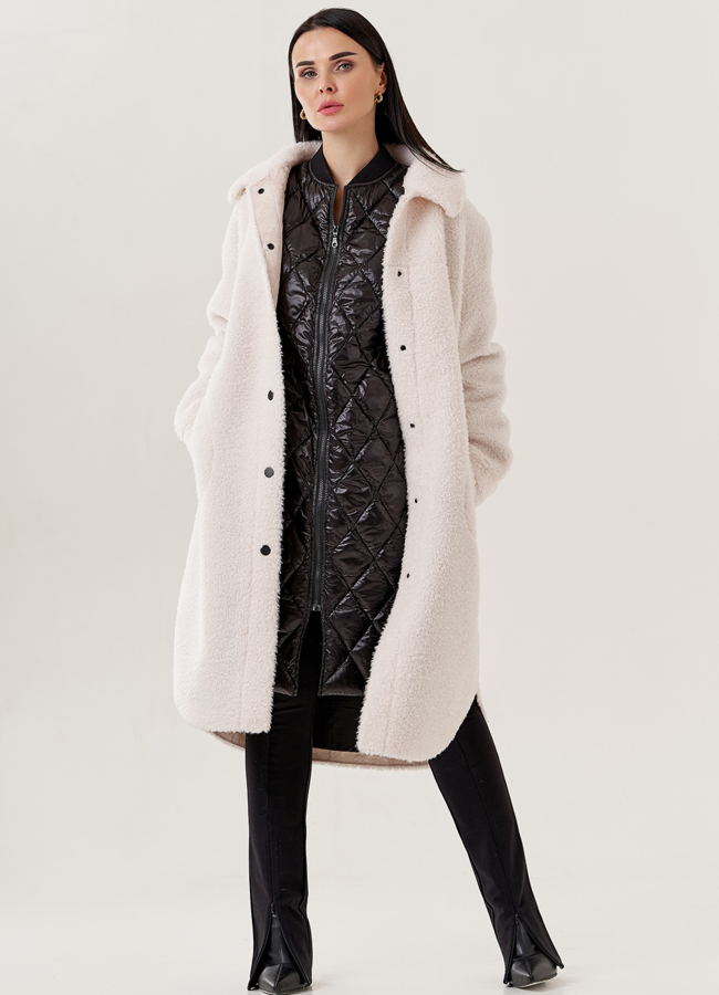 Пальто 2 в 1 из искусственного меха  модель № 79220 в кредит