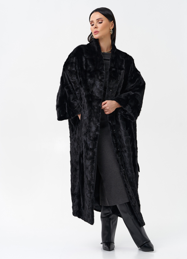 Длинная шуба из норки модель № 29064 универмаг малина