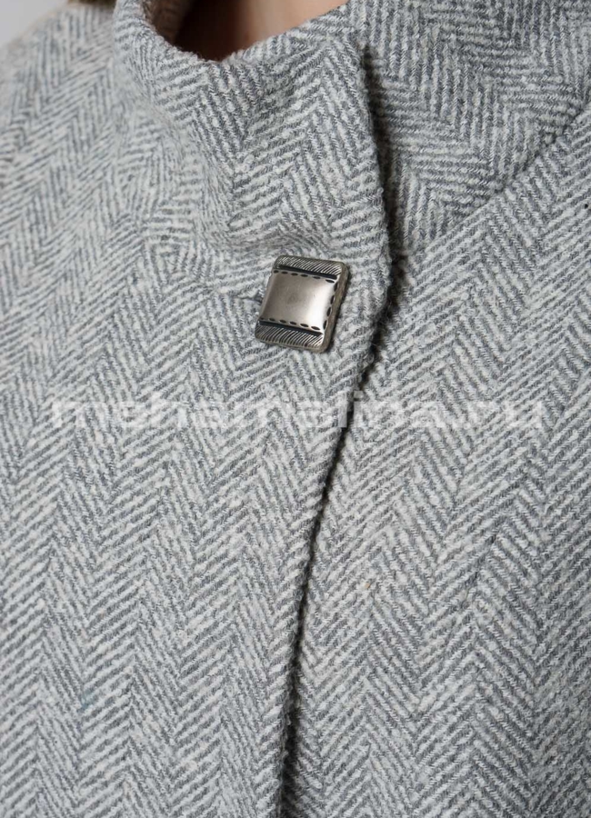 Серое пальто на кнопках, фасон - баллон модель № 11438 в рассрочку