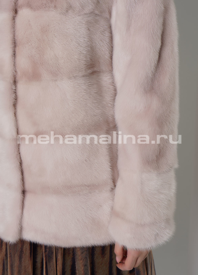 Светлая укороченная норковая шуба  модель № S-770 универмаг малина