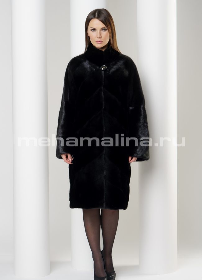 Черная норковая шуба модель № S-581 в рассрочку