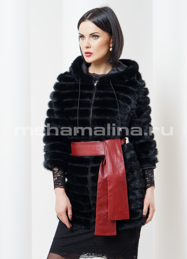 Облегченная шуба из норки модель № S-353 универмаг малина