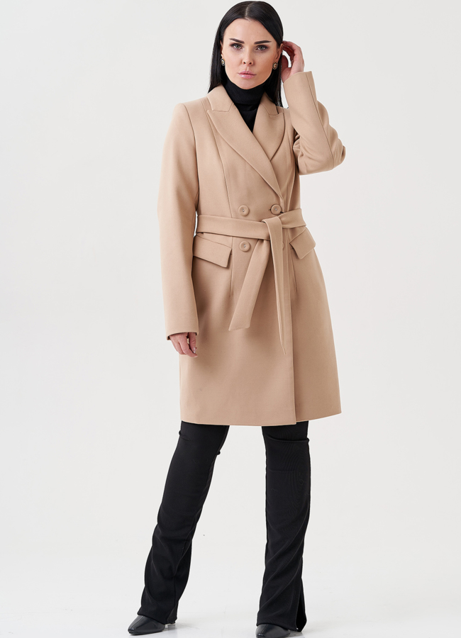 Женское пальто в бежевом цвете модель № 23967 универмаг малина