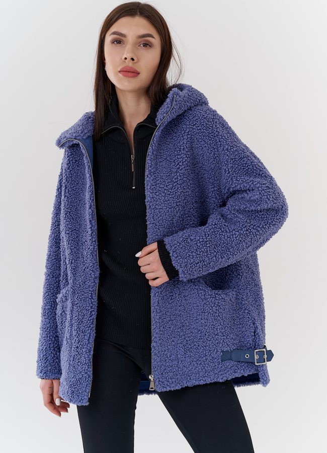 Женская куртка из искусственного меха в синем цвете модель № 24324 универмаг малина