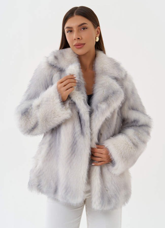 Женская шуба из эко меха с градиентом модель № 28646 универмаг малина