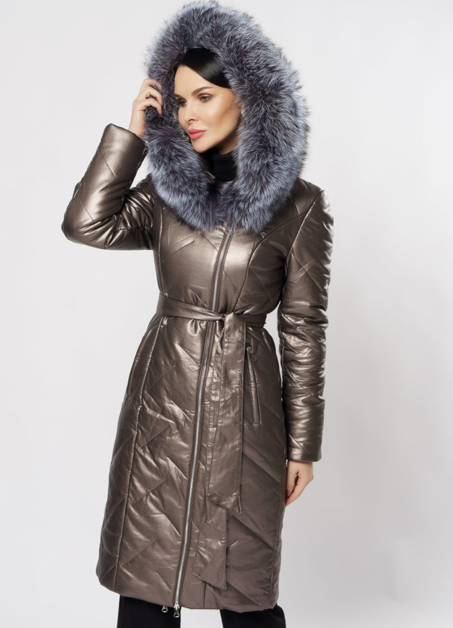 Пуховик женский на молнии с капюшоном модель № 19344 универмаг малина