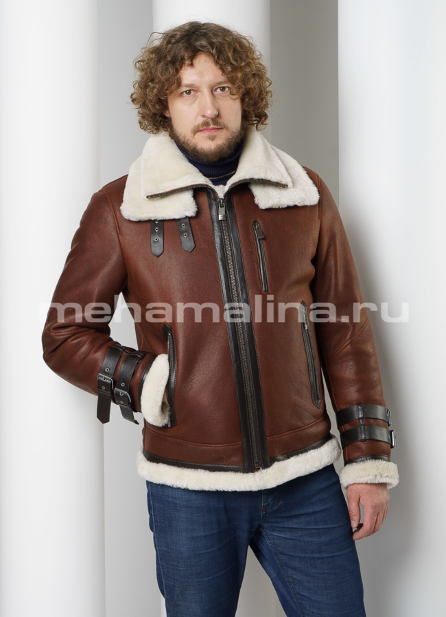 Дубленка пилот на молнии модель № DM-128 универмаг малина