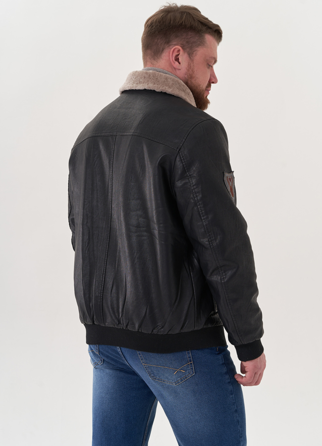 Мужская дубленка из эко кожи модель № 26785 универмаг малина