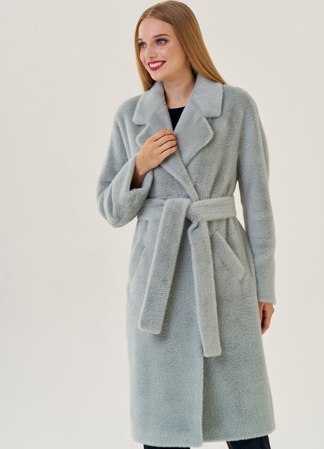 Женское ворсовое пальто с капюшоном модель № 23272 универмаг малина