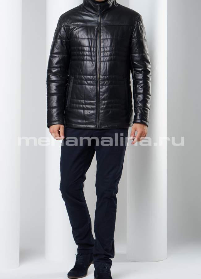 Куртка черного цвета  модель № KP-194 в рассрочку