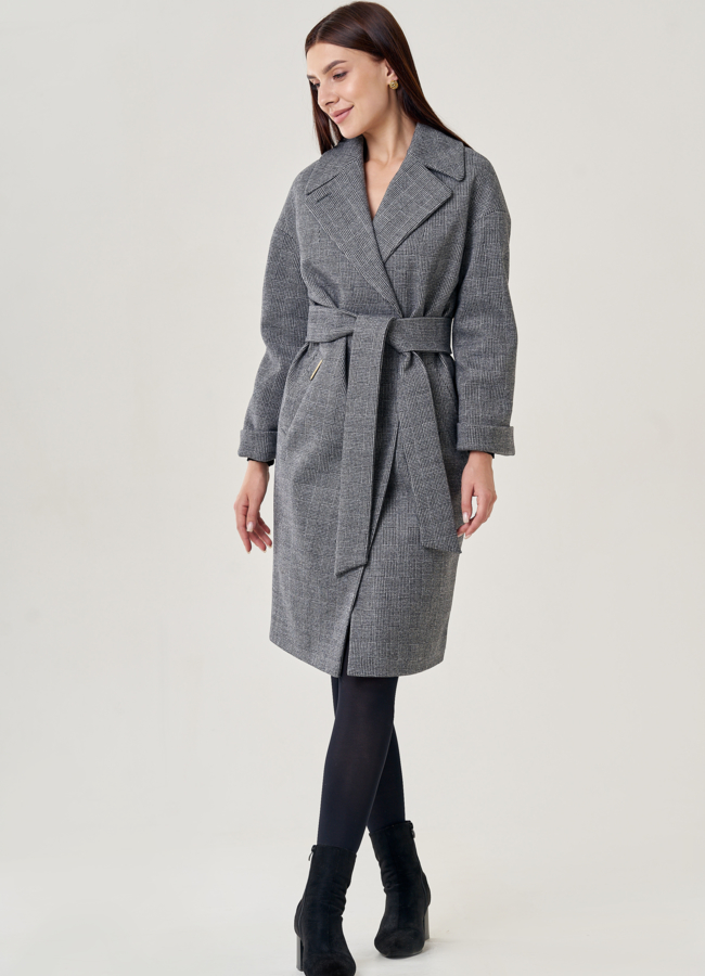 Пальто женское оверсайз с английским воротником модель № 22954 в рассрочку